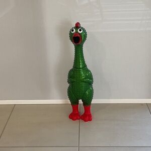 Green and Red Rubber Chicken Toy